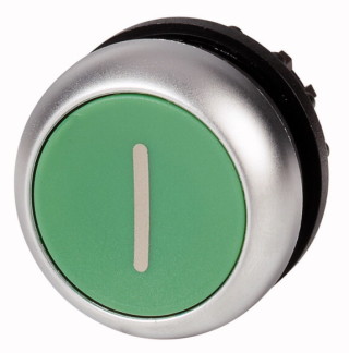 Головка кнопки без фиксации, цвет зеленый с обозначение I