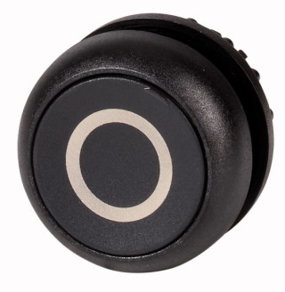Головка кнопки без фиксации, цвет черный с обозначение O, черное лицевое кольцо