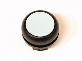 Головка кнопки с фиксацией, цвет белый, черное лицевое кольцо