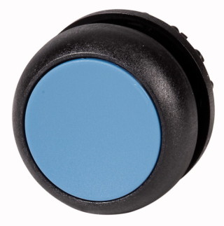Головка кнопки с фиксацией, цвет синий, черное лицевое кольцо