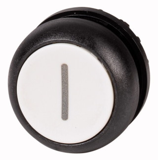 Головка кнопки с фиксации, цвет белый с обозначение O, черное лицевое кольцо