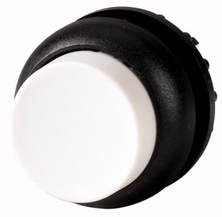 Головка кнопки выступающая без фиксации, цвет белый, черное лицевое кольцо