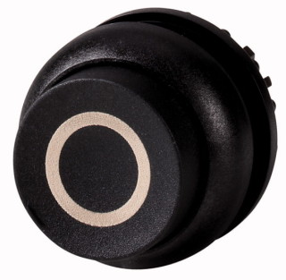 Головка кнопки выступающая без фиксации, цвет черный, черное лицевое кольцо