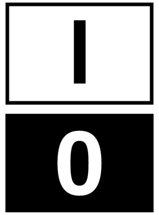 Двойная кнопка с сигнальной лампой с обозначением I O, цвет белый/черный