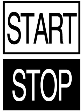 Двойная кнопка с сигнальной лампой с обозначением "start", "stop", цвет белый/черный