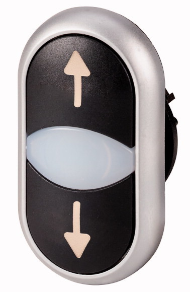 M22-DDL-S-X7/X7 Двойная кнопка с сигнальной лампой с обозначением стрелок, цвет белый/черный