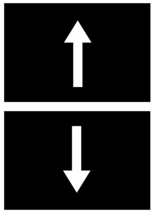 Двойная кнопка с сигнальной лампой с обозначением стрелок, цвет белый/черный