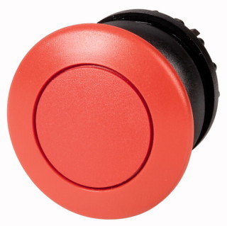 Головка кнопки грибовидная, без фиксации, цвет красный, черное лицевое кольцо