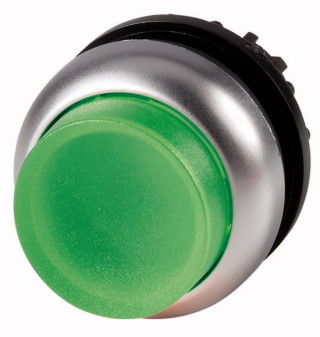 Головка кнопки выступающая с фиксацией, с подсветкой, цвет зеленый