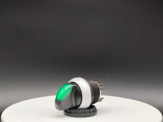 Переключатель с поворотной ручкой 2-х позиционный 40⁰, без фиксации, цвет зеленыйс подсветкой