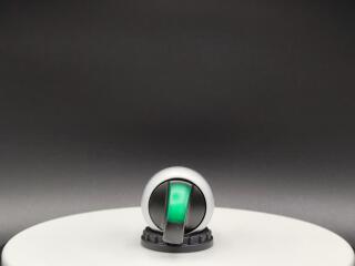 Переключатель с поворотной ручкой 2-х позиционный 40⁰, без фиксации, цвет зеленыйс подсветкой