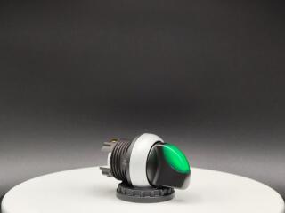 Переключатель с поворотной ручкой 2-х позиционный 40⁰, без фиксации, цвет зеленыйс подсветкой