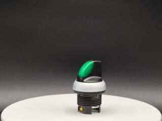 Переключатель с поворотной ручкой 2-х позиционный 40⁰, без фиксации, цвет зеленыйс подсветкой