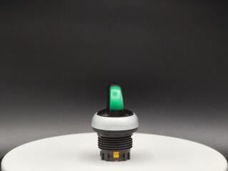 Переключатель с поворотной ручкой 2-х позиционный 40⁰, без фиксации, цвет зеленыйс подсветкой