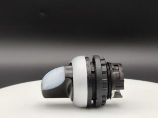 Переключатель с поворотной ручкой 2-х позиционный 60⁰, c фиксацией, цвет белый с подсветкой