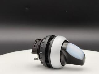 Переключатель с поворотной ручкой 2-х позиционный 60⁰, c фиксацией, цвет белый с подсветкой