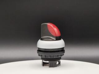 Переключатель с поворотной ручкой 2-х позиционный 60⁰, c фиксацией, цвет красный с подсветкой