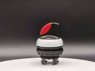 Переключатель с поворотной ручкой 2-х позиционный 60⁰, c фиксацией, цвет красный с подсветкой