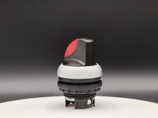 Переключатель с поворотной ручкой 2-х позиционный 60⁰, c фиксацией, цвет красный с подсветкой