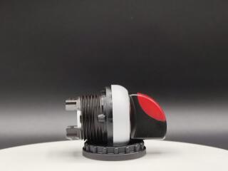 Переключатель с поворотной ручкой 2-х позиционный 60⁰, c фиксацией, цвет красный с подсветкой