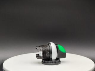 Переключатель с поворотной ручкой 2-х позиционный 60⁰, c фиксацией, цвет зеленый с подсветкой