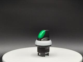 Переключатель с поворотной ручкой 2-х позиционный 60⁰, c фиксацией, цвет зеленый с подсветкой