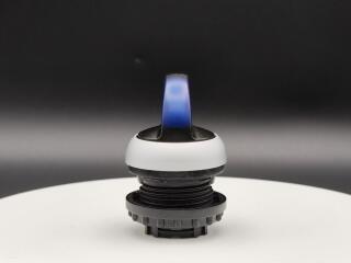 Переключатель с поворотной ручкой 2-х позиционный 60⁰, c фиксацией, цвет синий с подсветкой