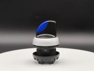 Переключатель с поворотной ручкой 2-х позиционный 60⁰, c фиксацией, цвет синий с подсветкой