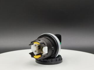 Переключатель с поворотной ручкой 3-х позиционный 40⁰, без фиксации, цвет зеленый с подсветкой