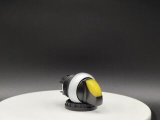 Переключатель с поворотной ручкой 3-х позиционный 60⁰, c фиксацией, цвет желтый с подсветкой