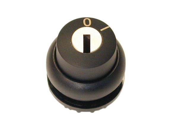 M22S-WRS Переключатель с ключом 2х-позиционный 60⁰, с фиксацией, ключ вынимается в положении 0 I, черное лицевое кольцо