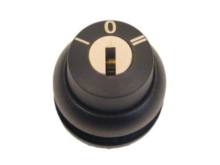 Переключатель с ключом 3х-позиционный 40⁰, без фиксации, ключ вынимается в положении 0, черное лицевое кольцо