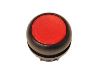 Головка кнопки с подсветкой, без фиксации ,цвет красный, черное лицевое кольцо