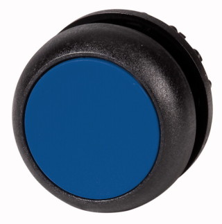 Головка кнопки с подсветкой, без фиксации ,цвет синий, черное лицевое кольцо