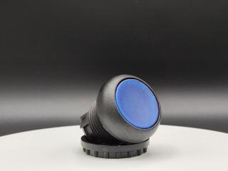 Головка кнопки с подсветкой, без фиксации ,цвет синий, черное лицевое кольцо