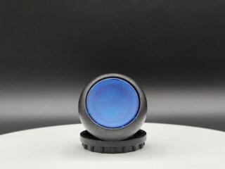 Головка кнопки с подсветкой, без фиксации ,цвет синий, черное лицевое кольцо