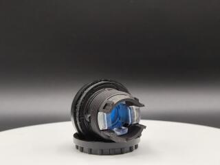 Головка кнопки с подсветкой, без фиксации ,цвет синий, черное лицевое кольцо