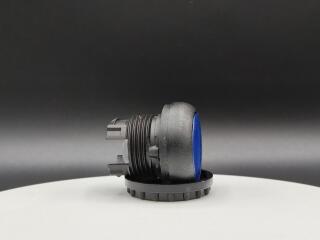 Головка кнопки с подсветкой, без фиксации ,цвет синий, черное лицевое кольцо