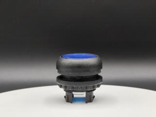 Головка кнопки с подсветкой, без фиксации ,цвет синий, черное лицевое кольцо
