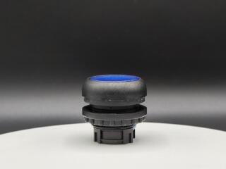 Головка кнопки с подсветкой, без фиксации ,цвет синий, черное лицевое кольцо