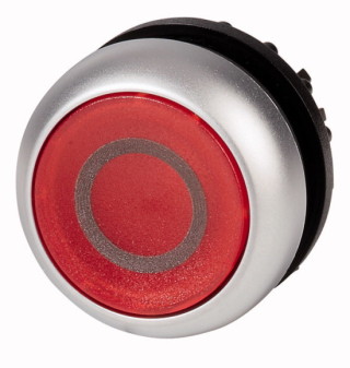Головка кнопки с подсветкой, без фиксации, цвет красный с обозначение О
