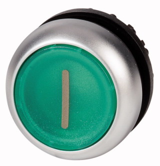 Головка кнопки с подсветкой, без фиксации ,цвет зеленый с обозначением I