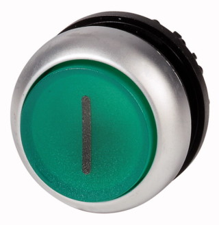 Головка кнопки с подсветкой, выступающие, без фиксации, цвет зеленый