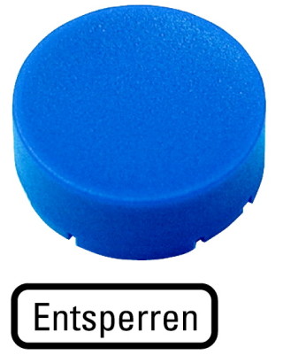 Кнопочный шильдик , выступающий синий , разблокировка