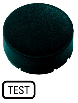 Кнопочный шильдик , выступающий черный , TEST
