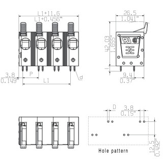 Клемма печатной платы LUF 15.00/03/90V 5.0SN BK BX