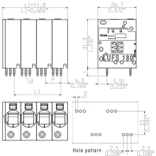 Клемма печатной платы LUFS 10.00/02/180V 5.0SN BK BX