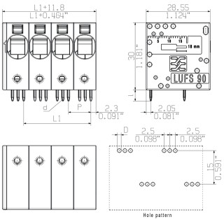 Клемма печатной платы LUFS 10.00/06/90V 5.0SN BK BX