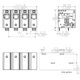 Клемма печатной платы LUFS 15.00/04/90V 5.0SN BK BX