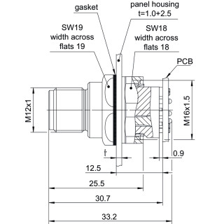 Гнездо произвольной сборки| SAIE-M12SL-5S-F12TL-M16